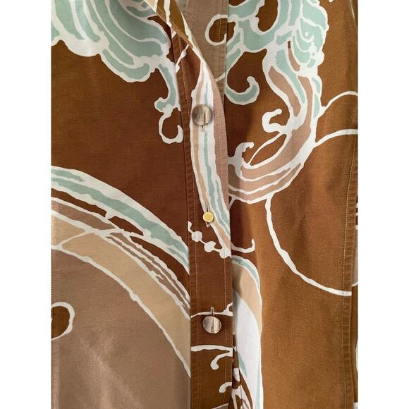 Linda Allard Ellen Tracy Button Down Long Sleeve Printed Top - Picture 3 of 5